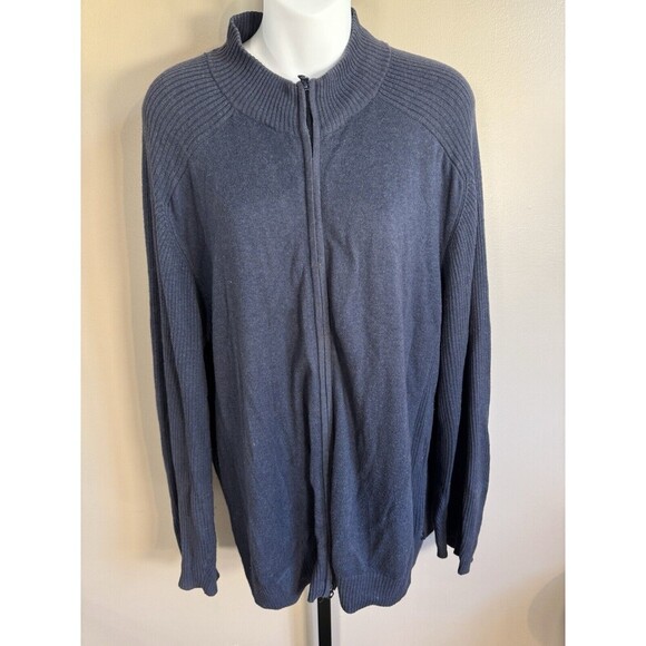 Woolrich Men's Dark Blue Knitted Wool Full-Zip Sweater Large - Picture 1 of 8